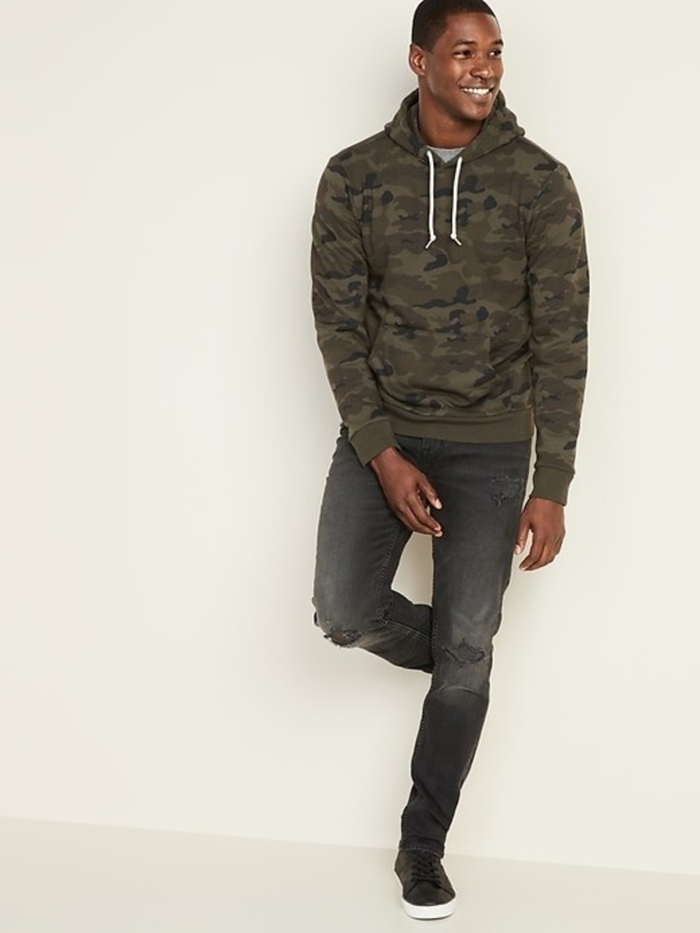 New Mens Old Navy XXXL Green Camouflage Fleece Pullover Hoodie Plus Size 3XL